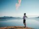 Man outside being happy to be out in nature