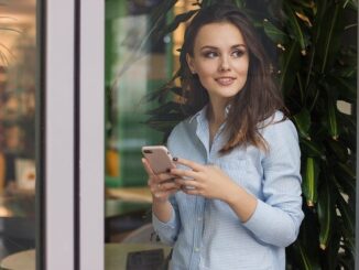 female using phone