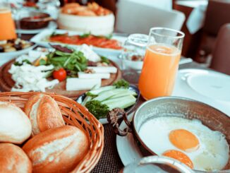 fried egg beside bread platter