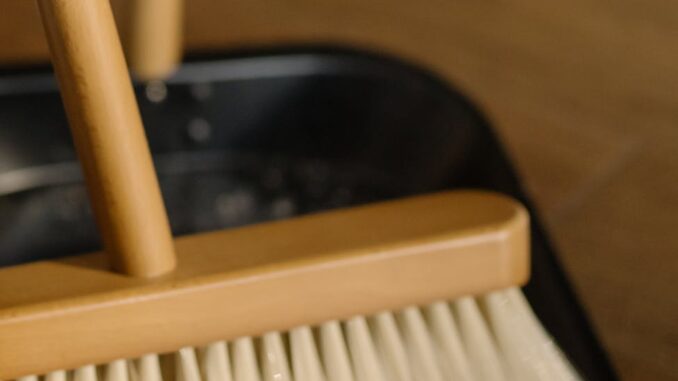 How Clean is Your Floor? - brown wooden brush on black plastic container